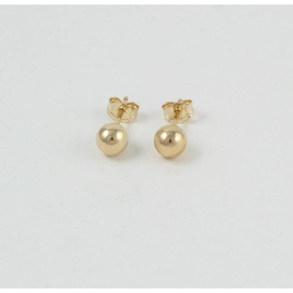 10K Real Gold Ball Stud Earrings, Minimalist Hypo Allergenic Tiny Studs